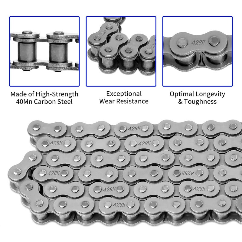 Belleone 428H Heavy Duty Drive Chain - 132 Links with Chain Breaker, Suits 50-125cc ATV, Dirt, Mini, Scooter, Pit and Go Kart Bikes - Includes 5 Master Links - Image 3
